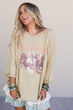 Wild Mustang Graphic Top: undefined