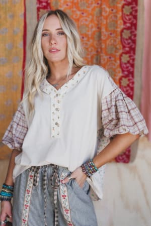 Wild Chamomile Bubble Sleeve Top: undefined