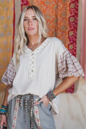 Wild Chamomile Bubble Sleeve Top: undefined