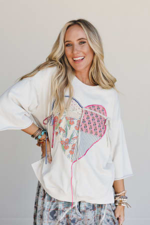Love Ties Mix Print Top: undefined