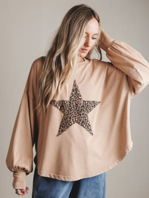 Astral Wild Animal Star Patchwork Top: undefined