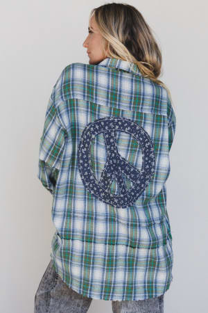 Frontier Fade Peace Patch Flannel Tunic: undefined