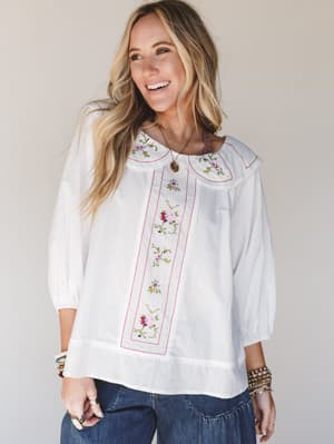Hints of Spring Blouse - White L / White