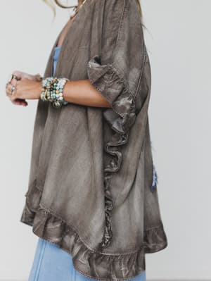 Robbie Star Patchwork Denim Jacket - Mocha L / Mocha