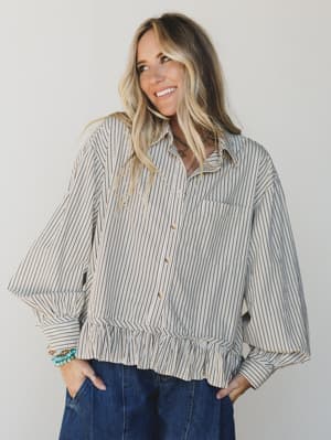 She's A Natural Ruffle Hem Blouse: undefined
