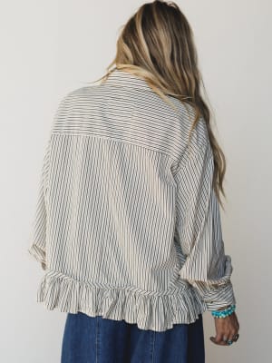She's A Natural Ruffle Hem Blouse - Ivory L / Ivory