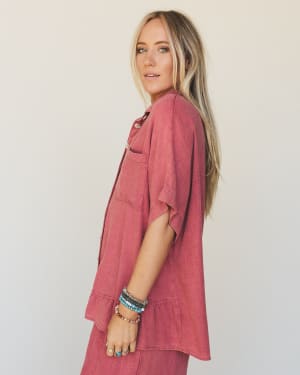 Pure Soul Linen Top - Boho Red L / Boho Red