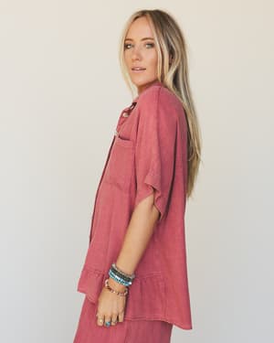Pure Soul Linen Top - Boho Red L / Boho Red