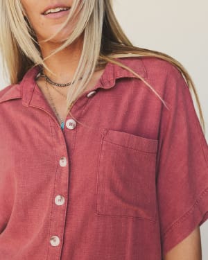Pure Soul Linen Top - Boho Red L / Boho Red