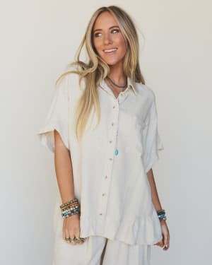 Pure Soul Linen Top - Oatmeal L / Oatmeal