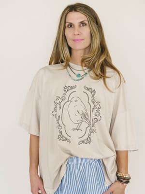 Bird Song Tee - Khaki L / Khaki