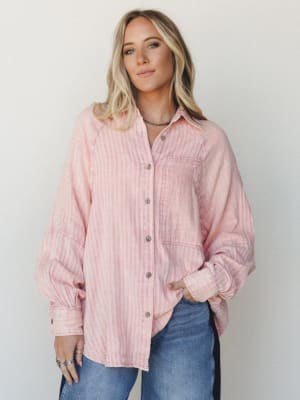 Sun Flare Striped Top - Apricot L / Apricot
