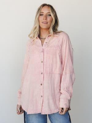 Sun Flare Striped Top - Apricot L / Apricot
