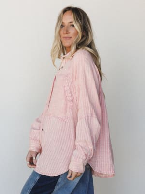 Sun Flare Striped Top - Apricot L / Apricot