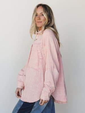 Sun Flare Striped Top - Apricot L / Apricot