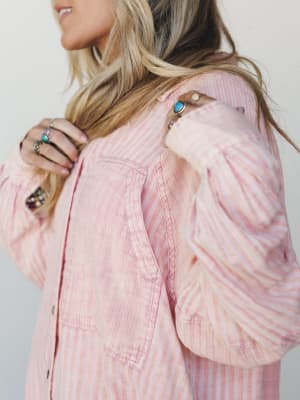 Sun Flare Striped Top - Apricot L / Apricot