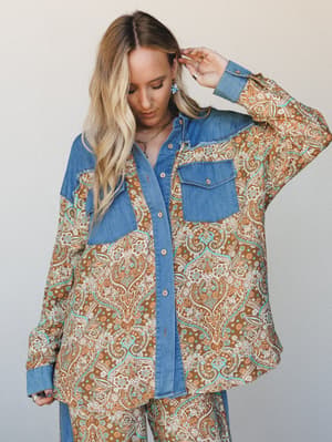 Auburn Embers Top: Denim Brown