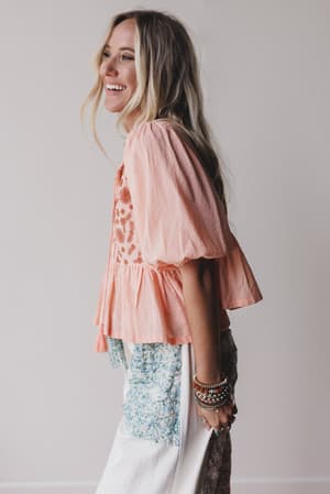 louella-embroidered-peplum-top-coral/Orange