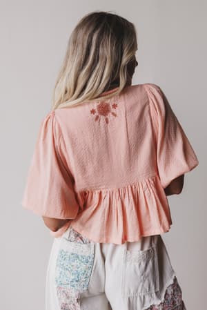 louella-embroidered-peplum-top-coral/Orange