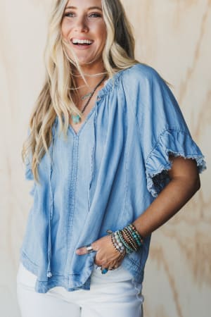 Hearts Aligned Ruffled Sleeve Top: undefined