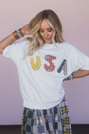 World Away USA Patchwork Top: undefined