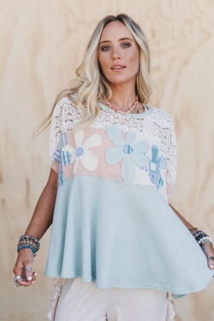 Live The Moment Mix Lace Top: undefined