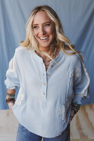 Soul Stir Crochet Trim Top: undefined