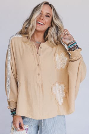 Soul Stir Crochet Trim Top: undefined