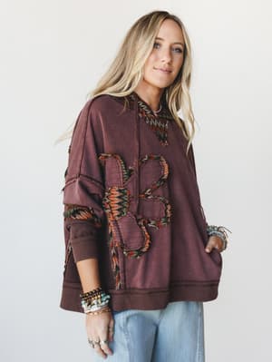 Patchwork Poppy Sweater - Brown S / Brown
