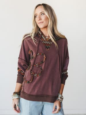 Patchwork Poppy Sweater  - Brown S / Brown