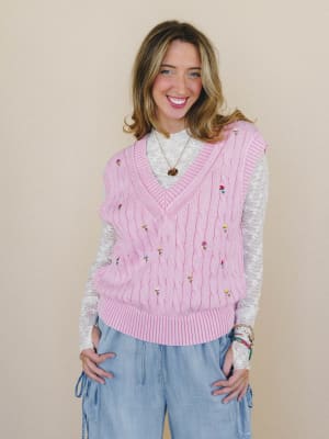 Floral Embers Embroidered Vest: undefined