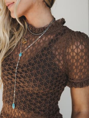 Hopeful Lace Top - Brown L / Brown