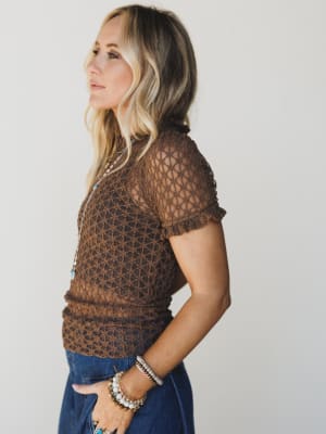 Hopeful Lace Top - Brown L / Brown