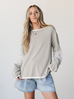 Shelby Long Sleeve Top - Grey L / Grey