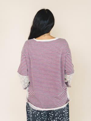 Clara Stiped Top - Red Teal L / Red Teal
