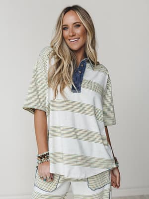 Clementine Collared Tee - Olive S / Olive