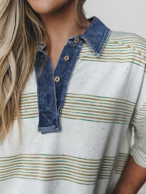 Clementine Collared Tee - Olive S / Olive