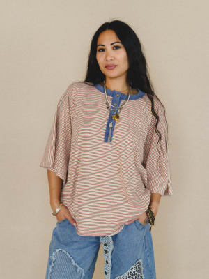 Florence Striped Poncho - Coral L / Coral