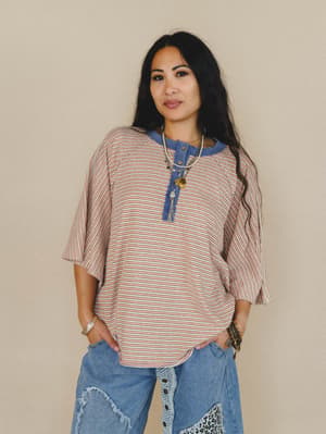 Florence Striped Poncho: undefined