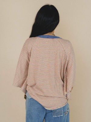 Florence Striped Poncho - Coral L / Coral