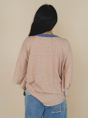 Florence Striped Poncho - Coral L / Coral