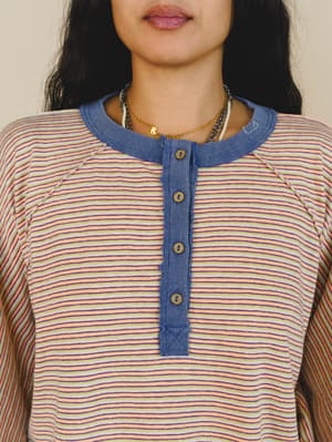 Florence Striped Poncho - Coral L / Coral