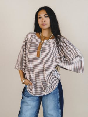 Florence Striped Poncho: undefined