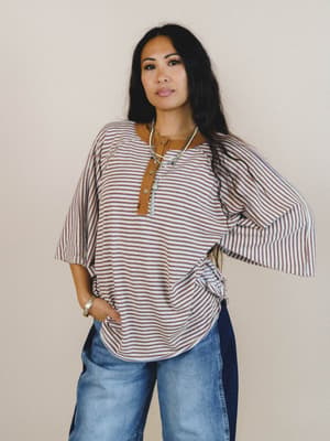 Florence Striped Poncho: undefined