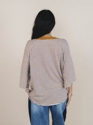 Florence Striped Poncho - Oatmeal L / Oatmeal