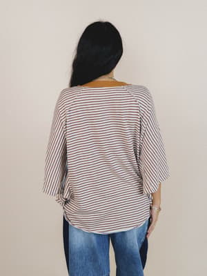 Florence Striped Poncho - Oatmeal L / Oatmeal