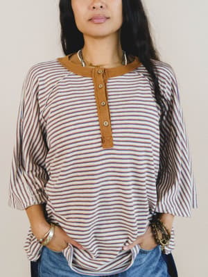 Florence Striped Poncho - Oatmeal L / Oatmeal
