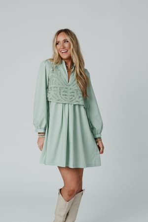 sweet-edge-crochet-vest-tunic-dress-sage/Sage