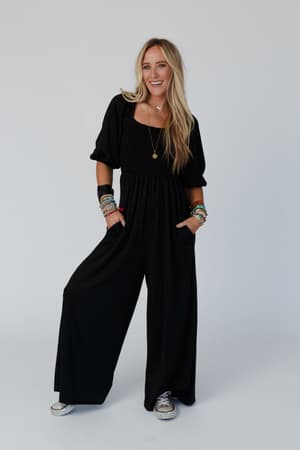 nick-of-time-smocked-jumpsuit-black/Black