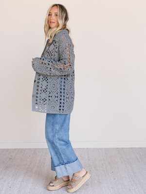 marisela-crochet-button-down-top-gray/Gray